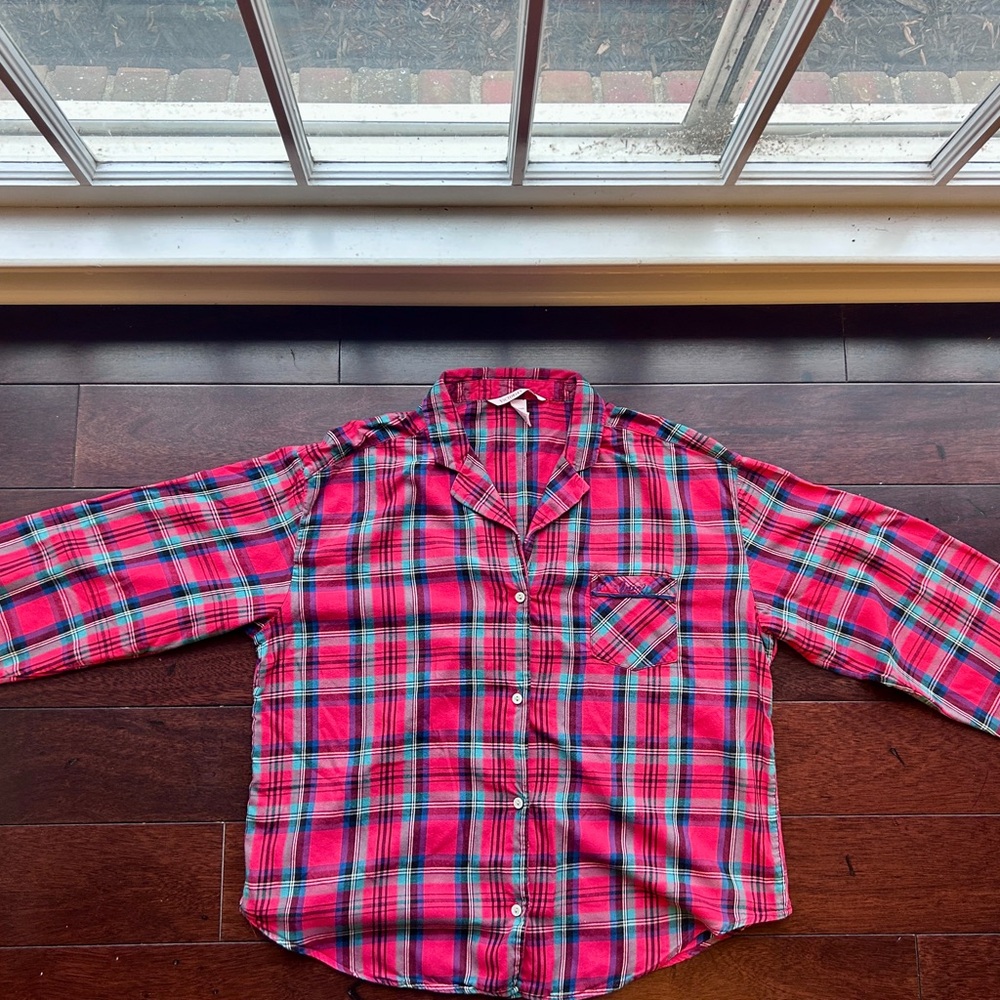 Victoria's Secret Plaid Button Down Shirt - Red and Black
